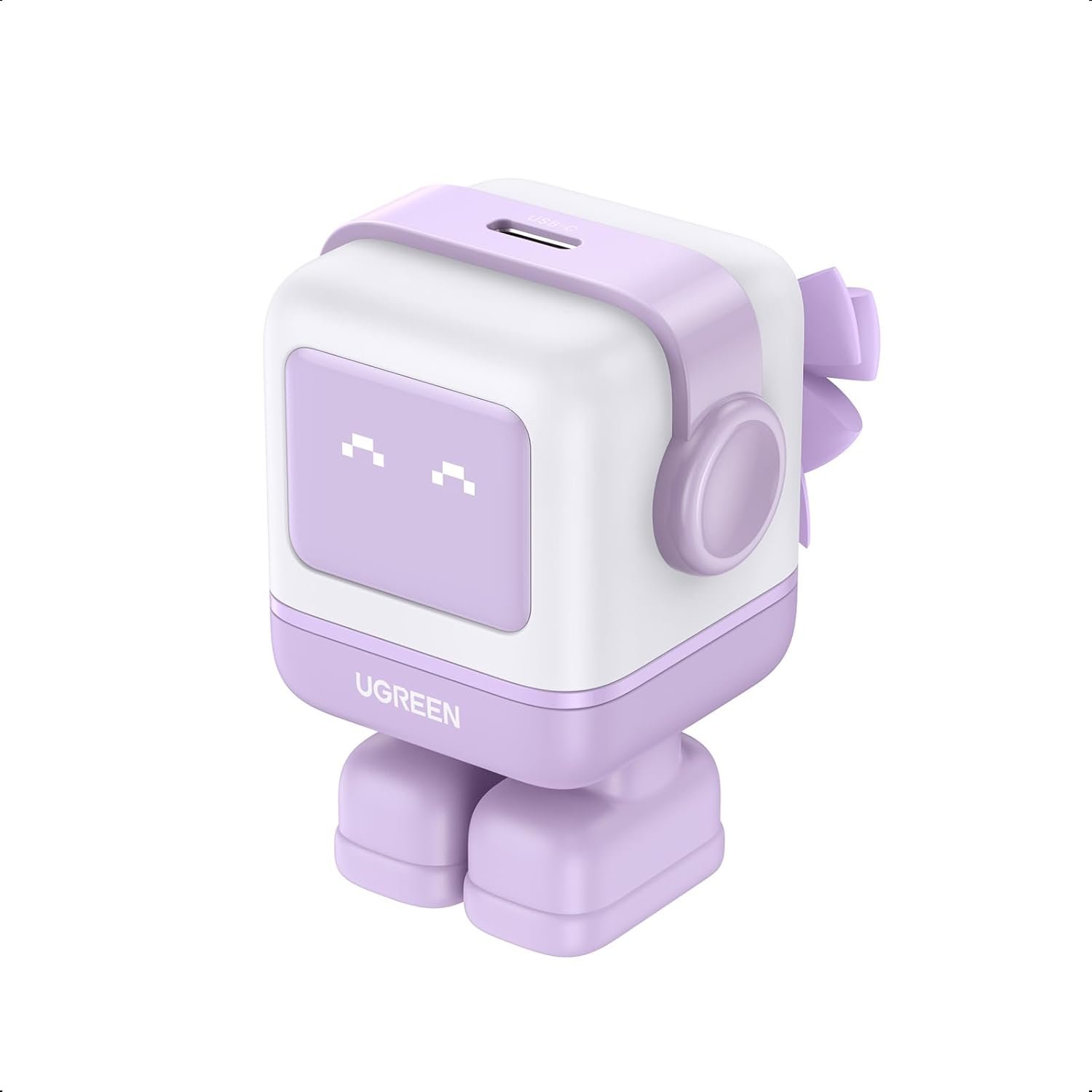 UGREEN Uno 30W USB C Charger Block, Compact Nexode Robot GaN Fast Charger for iPhone 17/16/15/14, Galaxy S25/S24/S23/S22, Pixel 10/9/8/7, MacBook Air, iPad Pro (Kawaii Purple)