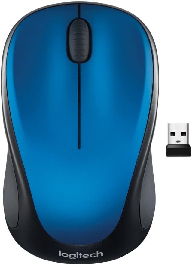 Logitech M317 Wireless Mouse, 2.4 GHz with USB Receiver, 1000 DPI Optical Tracking, 12 Month Battery, Compatible with PC, Mac, Laptop, Chromebook – Blue