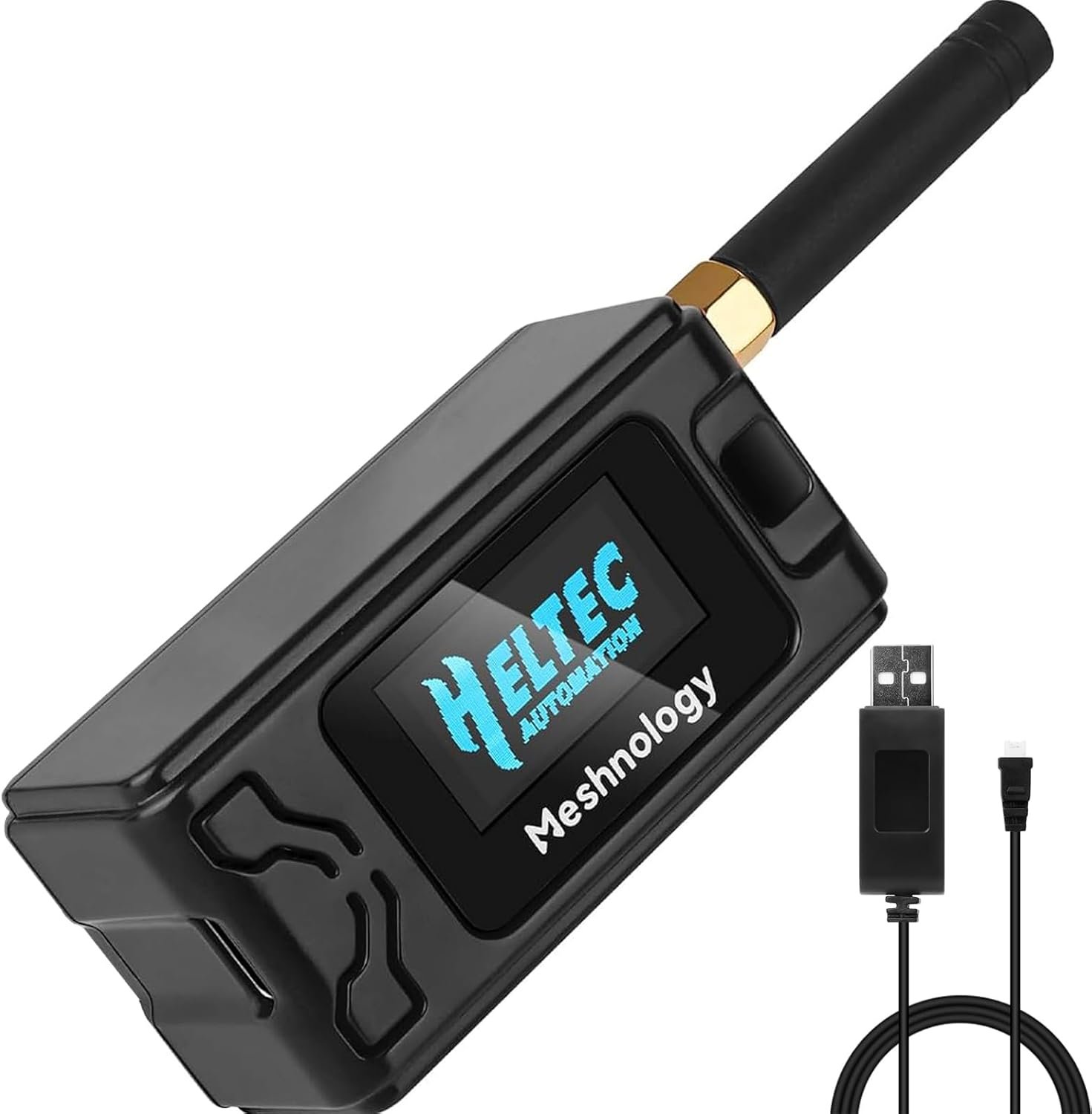 ESP32 Lo Ra V3 Development Board + 1100mAh Battery + Case + USB Charger Cable Set – with 915MHz Antenna and SX1262 Lo Ra V3 Devices for Mesh Tastic Ar duino Lo Rawan IOT (N30 Version,4-in-1,Black)