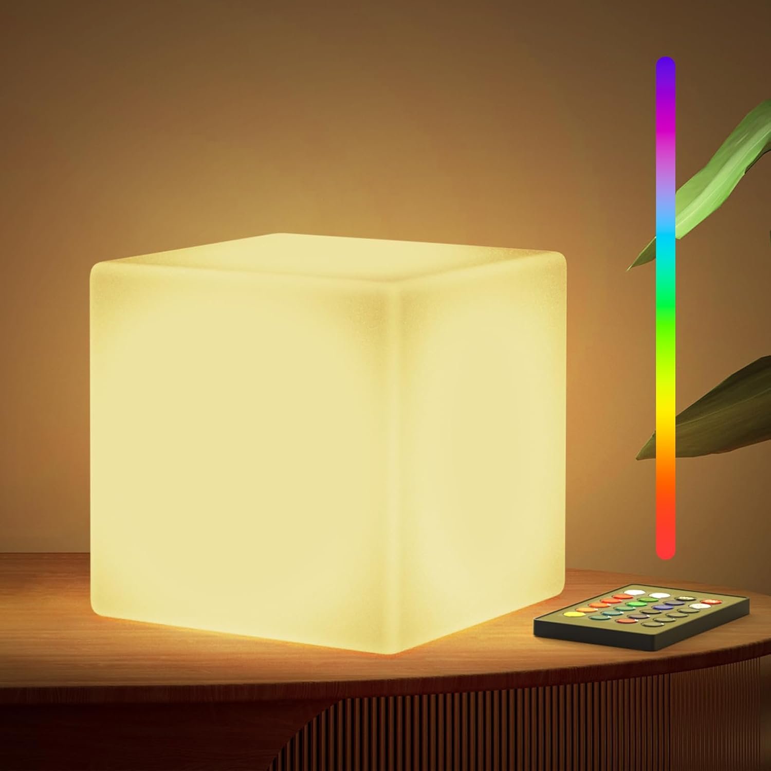 LOFTEK 7-inch LED Cube Night Lights: Rechargeable RGB 16 Colors Changing Light with Remote Control, IP65 Waterproof Cordless Table Lamp Night Light for Home Bedroom, Adults Kids Room Decor