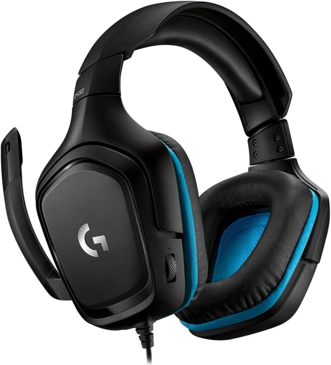 Logitech G432 Wired Gaming Headset, 7.1 Surround Sound, DTS Headphone:X 2.0, Flip-to-Mute Mic, PC (Leatherette) Black/Blue