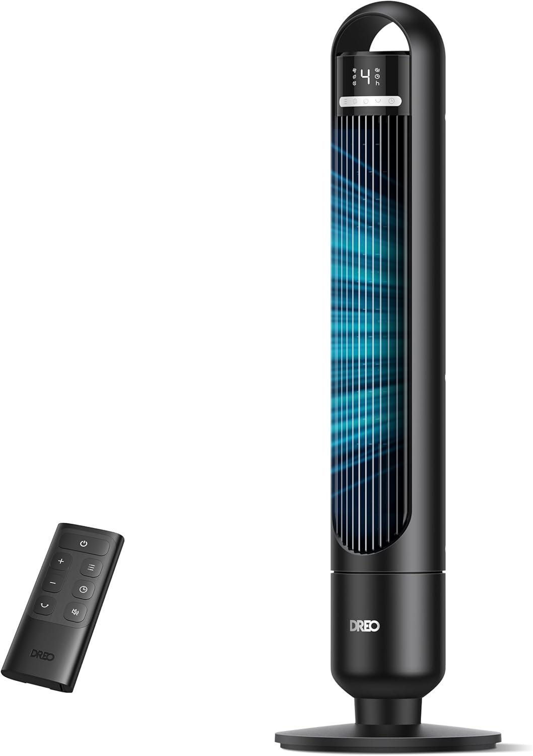 Dreo Tower Fan for Bedroom, 90° Oscillating Standing Fans for Room with 4 Speeds, 3 Modes, 28dB Quiet for Sleep, 25ft/s Velocity, 8H Timer, Remote, Living Room, Office, Home, Black, TF117