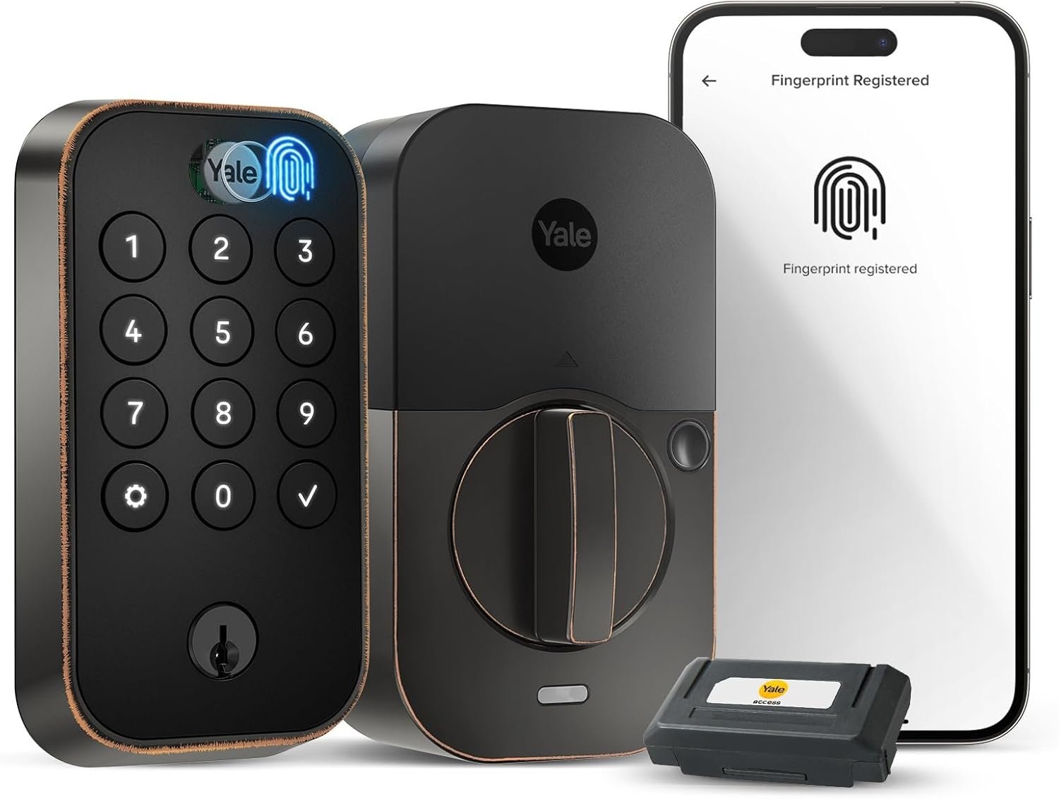 Yale Assure Lock 2 Touch Deadbolt, Oil Rubbed Bronze Keyed Fingerprint Smart Door Lock with Wi-Fi Connected Touch Keypad and Fingerprint Scanner for Code Entry and Remote Access, YRD410-F-WF1-0BP