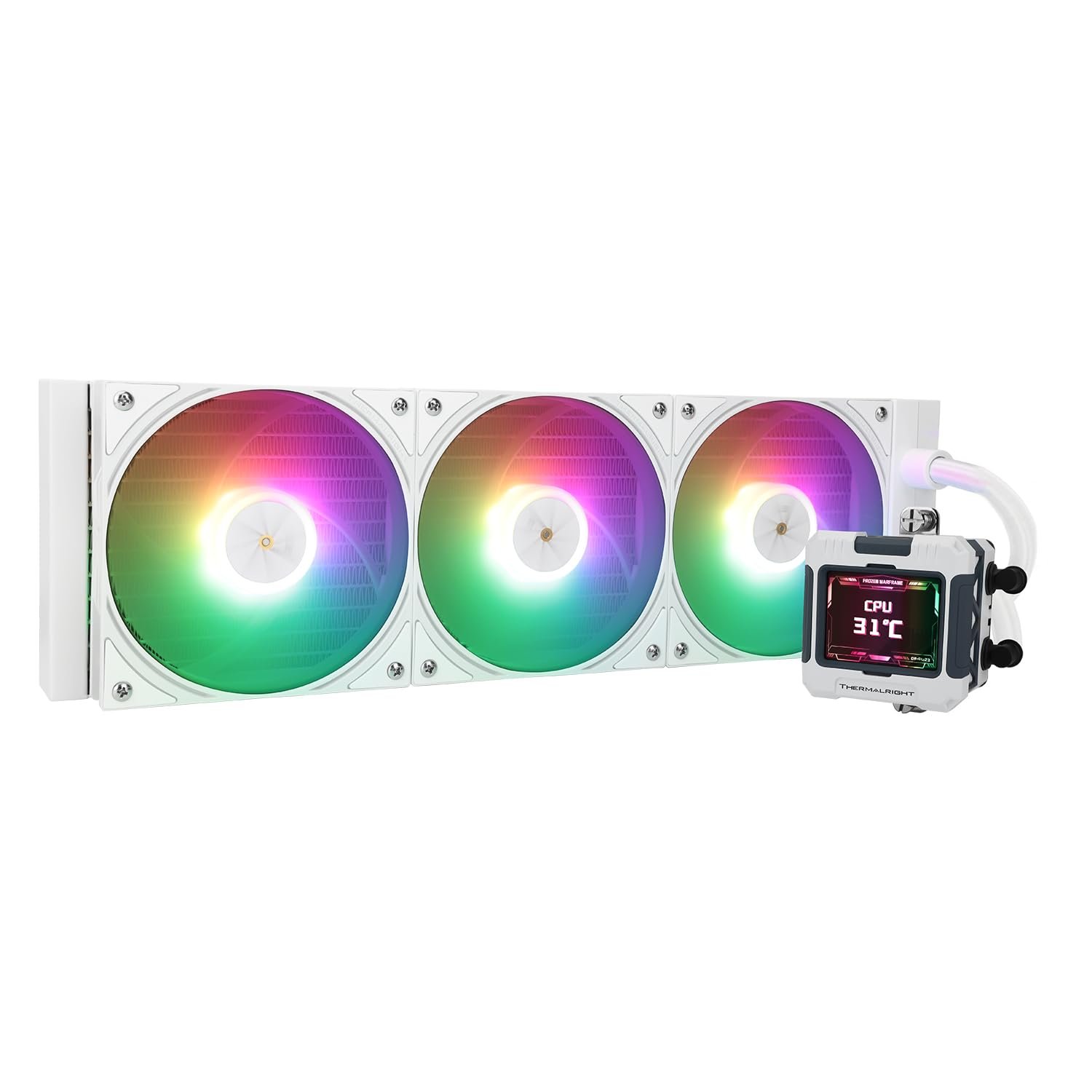 Thermalright FW 360 White ARGB V2 CPU Water Cooler with 3 PWM Fans with 2000RPM,IPS LCD Screen with 320 * 240 Resolution,Liquid CPU Cooler,CPU PC Aio Cooler for AMD:AM4/AM5/Intel LGA1700