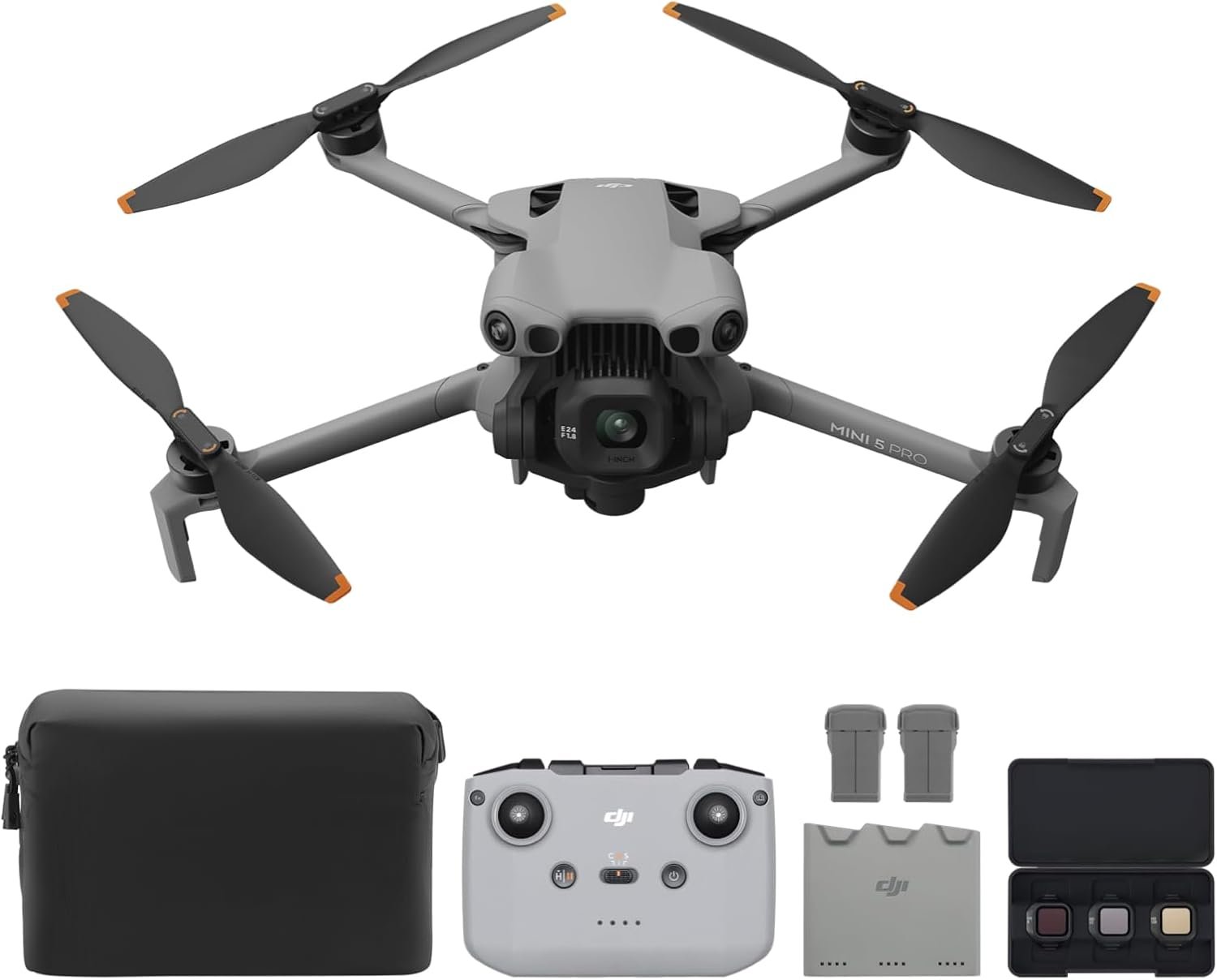 DJI Mini 5 Pro Fly More Combo with DJI RC-N3, Drone with Camera, 1-Inch CMOS, 4K Drone for Beginners with Omnidirectional Obstacle Sensing, ActiveTrack 360°, 225° Gimbal Rotation, 3 Batteries