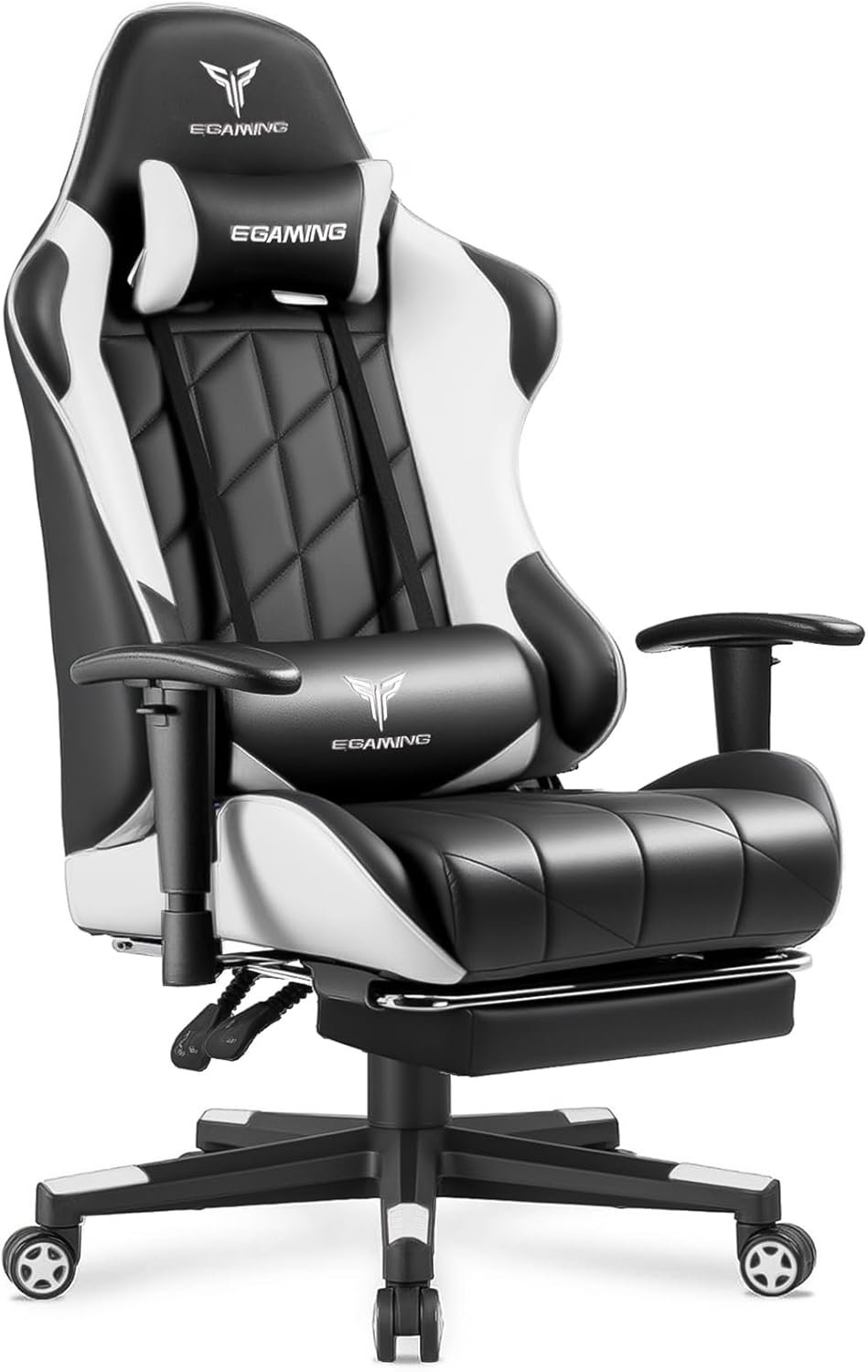 GTRACING Gaming Chair with Footrest, Ergonomic High-Back PU Leather Computer Chair with 3D Adjustable Armrests, Headrest and Lumbar Support, Office Desk Chair with Diamond Stitching for Adults & Teen