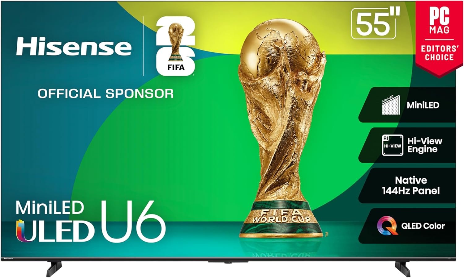 Hisense 55″ Class U6 Series Best Value Mini-LED 4K UHD Smart HDR Gaming Fire TV (55U65QF, 2025 Model) – QLED, Native 144Hz, Motion Rate 480, Dolby Vision IQ, Dolby Atmos, Game Mode Pro, Alexa Built In