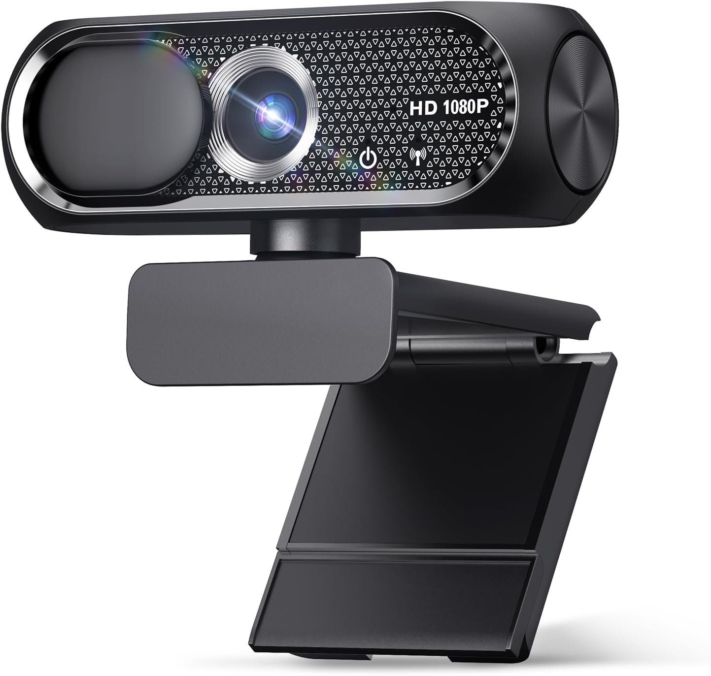 1080P HD Webcam with Microphone, Noise Cancellation, Privacy Cover, Wide-Angle Lens, Auto Light Correction, Plug & Play USB Webcam for Laptop, Desktop, PC, Mac, Zoom, Skype (Black)
