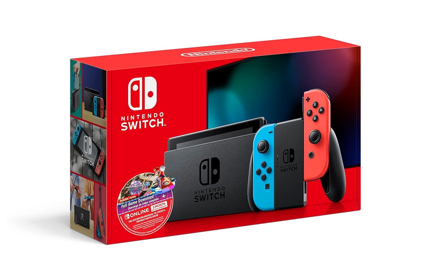Nintendo Switch w/Neon Blue & Neon Red Joy-Con + Mario Kart 8 Deluxe (Full Game Download) + 3 Month Nintendo Switch Online Individual Membership