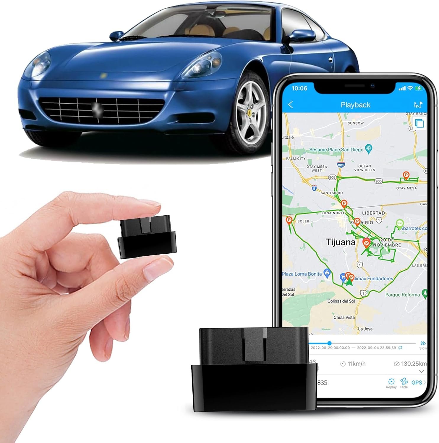 4G Mini OBD GPS Tracker for Vehicle, 10-Second Update Real-time Tracking Device, GEO Fence, 180-Days Historical Playback for Car, Truck, RV -Subscription Required