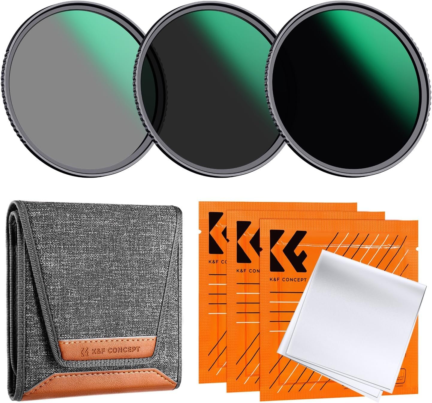 K&F CONCEPT 77mm ND8 ND64 ND1000 ND Lens Filters Kit- Optical Glass 24 Multi-Coated Waterproof Camera Lens Filters Set with Filter Pouch and Cleaning Cloths (D-Series)