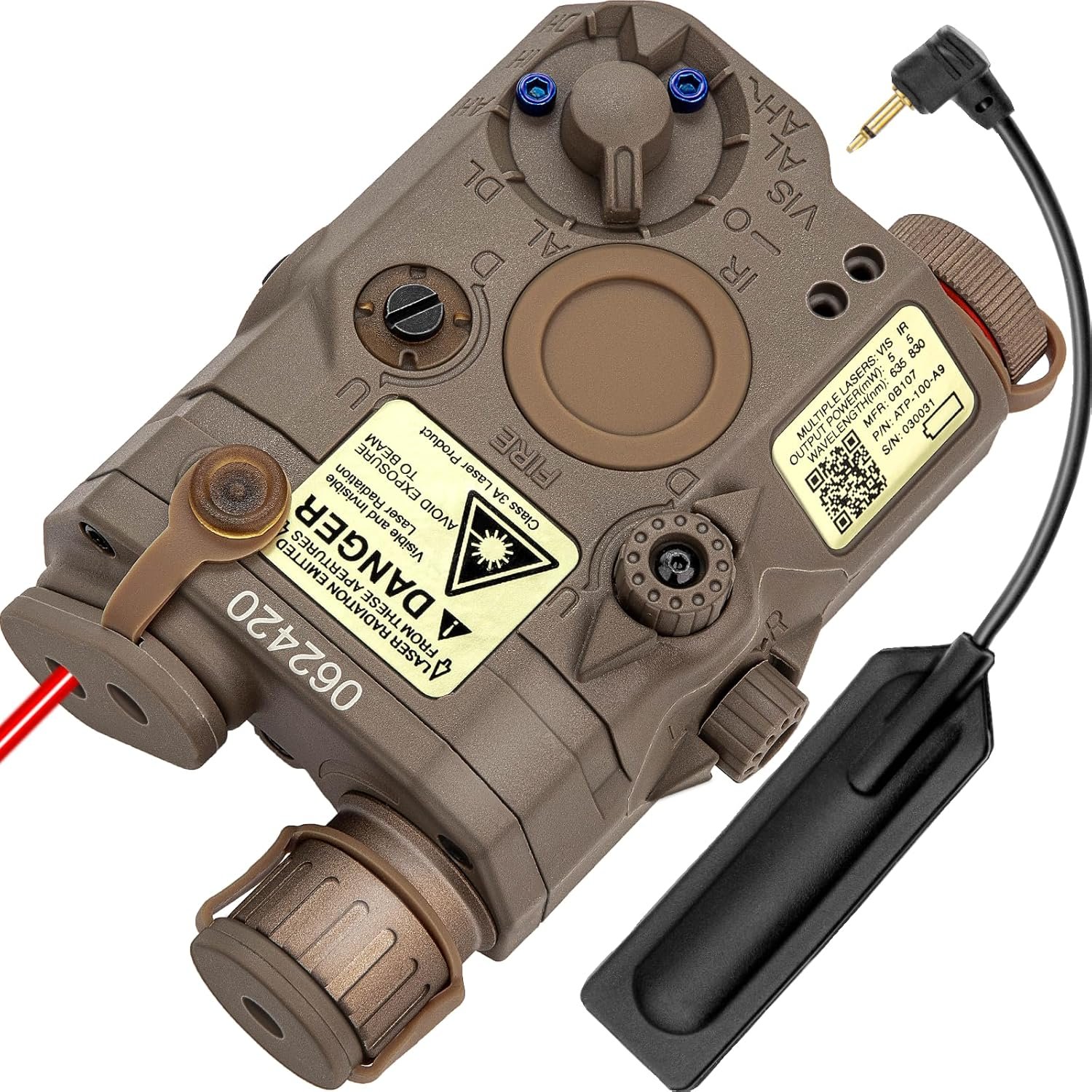 ACTIONUNION Airsoft PEQ-15 IR Laser + Visible Red Laser + White LED Flashlight