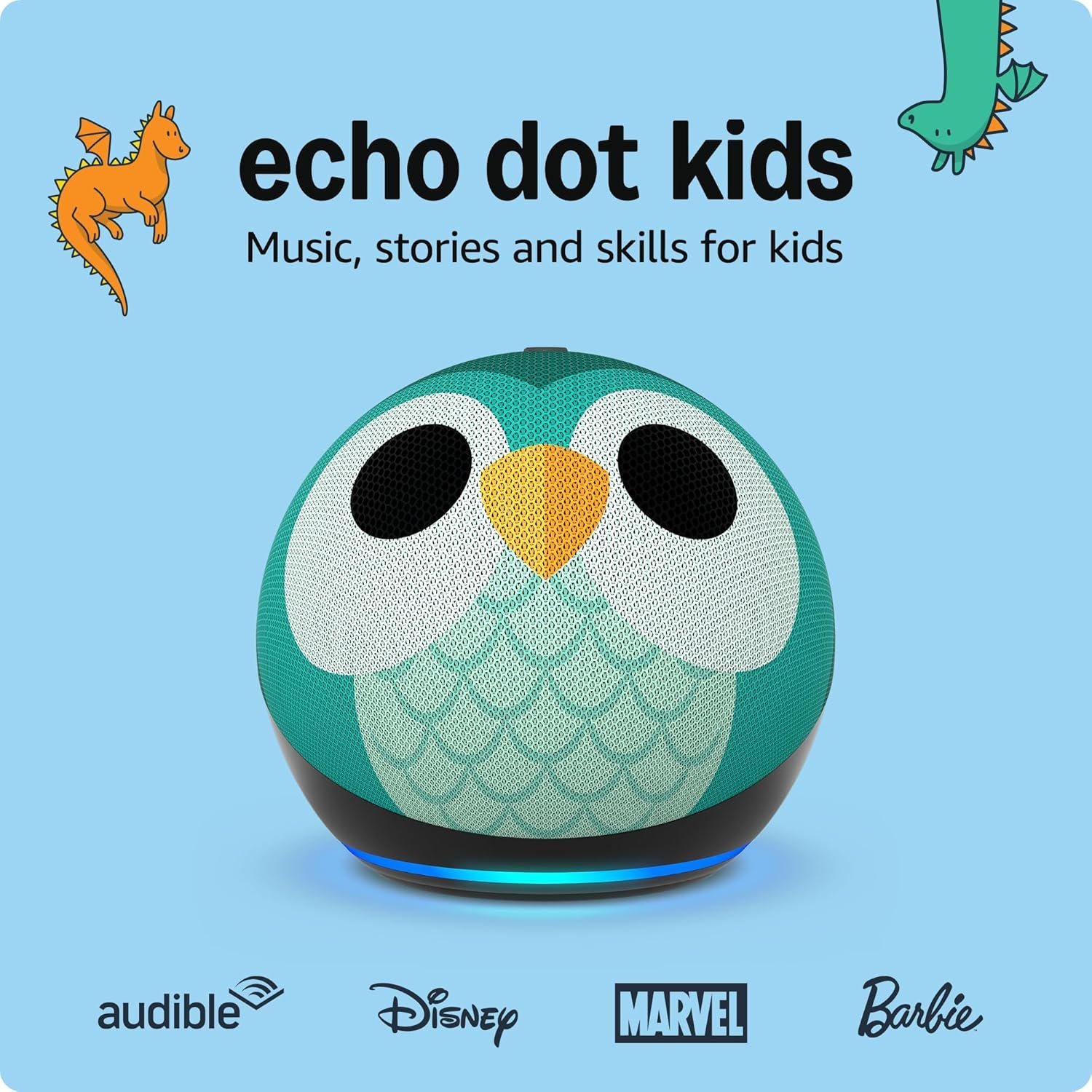 Amazon Echo Dot Kids with Alexa (newest model), Designed for kids, with parental controls, Includes 1 Year of Amazon Kids+, Owl