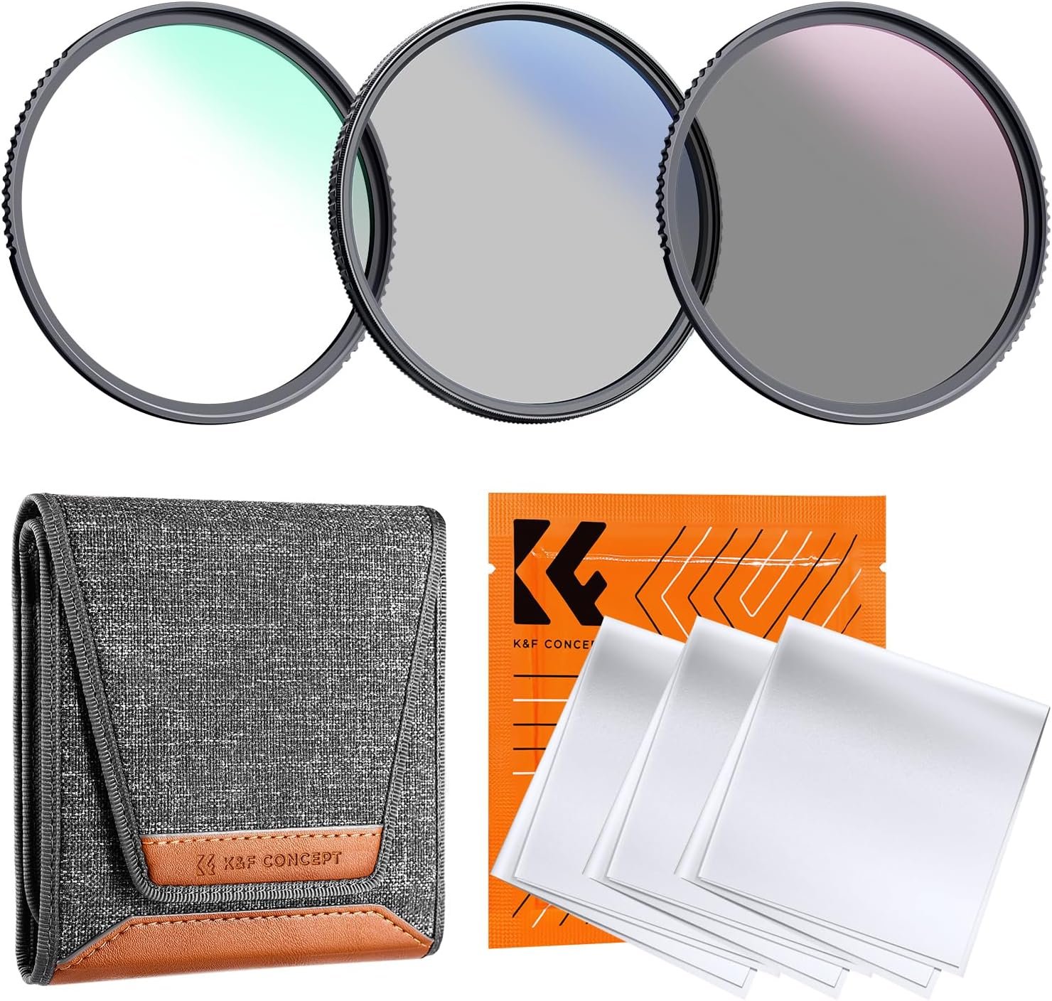 K&F Concept 67mm UV/CPL/ND Lens Filter Kit (3 Pieces)-18 Multi-Layer Coatings, UV Filter + Polarizer Filter + Neutral Density Filter (ND4) + Cleaning Cloth+ Filter Pouch for Camera Lens (K-Series)