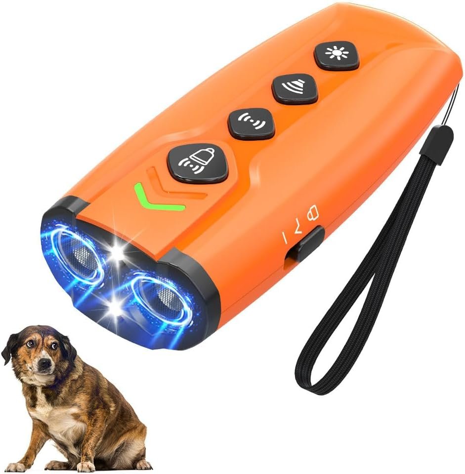 Dog Bark Deterrent Device, Latest 2025 3X Ultrasonic Dog Deterrent Devices with Strobe Light & Effective Long Range 50Ft Bark Shield for Dogs, Safe Training Tool for Dogs, Rechargeable & Portable